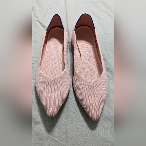 Rothy's Shoes - Rothy's Blush Flats with Navy Trim